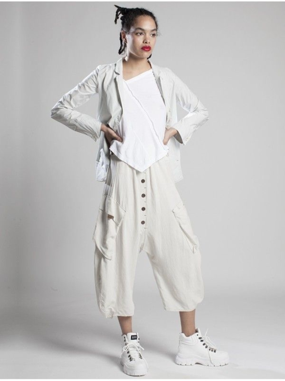 Lurdes Bergada Harlem pants with suspenders.